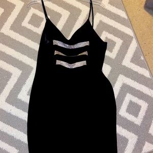 Black mini dress with diamond backing